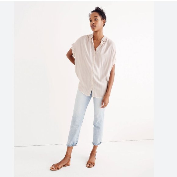 MADEWELL Central Linen Striped Shirt Size large - Picture 1 of 6